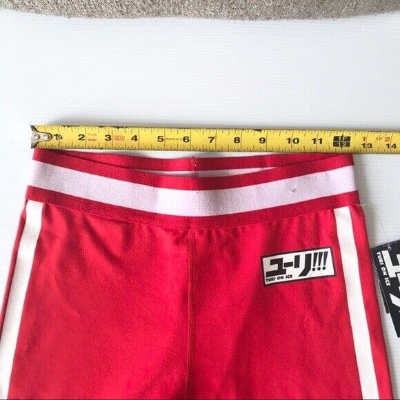 Crunchyroll "Yuri!!! On Ice" NWT Women's Junior Small Red & White Active Pants - Picture 7 of 9